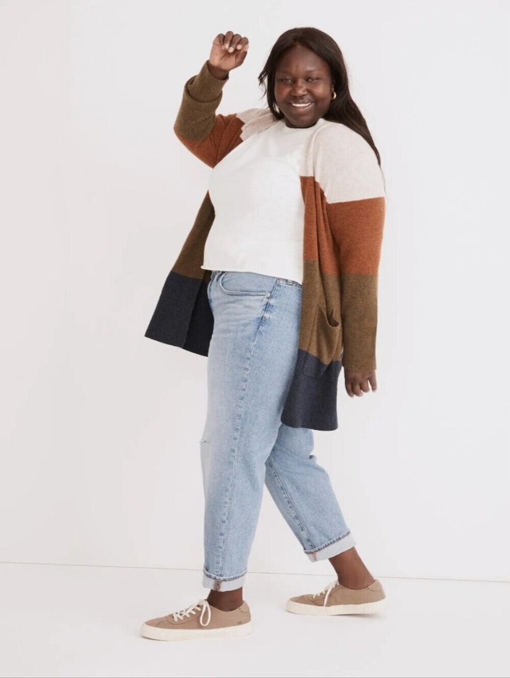 Madewell Kent Colorblock Stripe Cardigan Sweater Knit Wool Alpaca Blend Size 2X